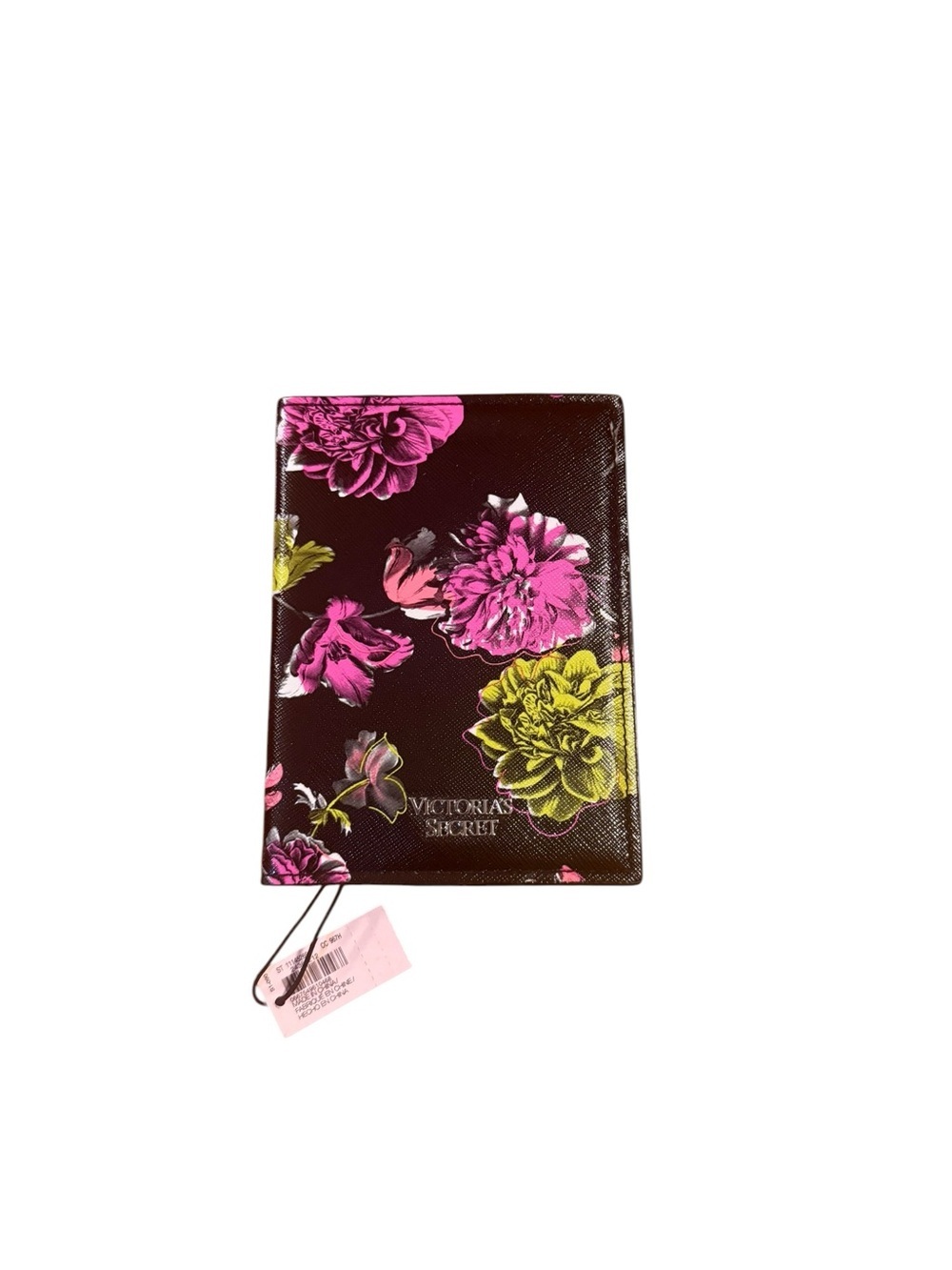 Victoria's Secret black Passport Cover with Pink & Lime Floral Print